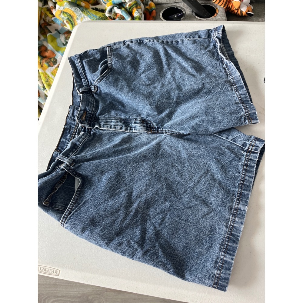 Denim Riders by Lee Medium Wash High Waisted Jean Shorts Womens 18W M 159056E